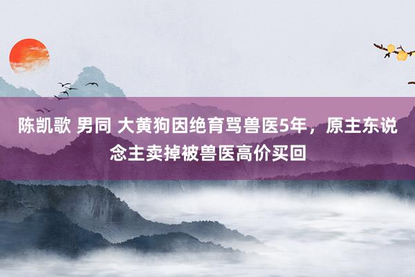 陈凯歌 男同 大黄狗因绝育骂兽医5年，原主东说念主卖掉被兽医高价买回