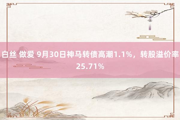 白丝 做爱 9月30日神马转债高潮1.1%，转股溢价率25.71%