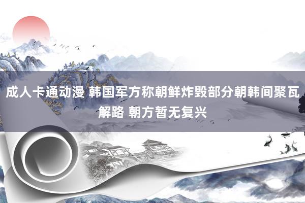 成人卡通动漫 韩国军方称朝鲜炸毁部分朝韩间聚瓦解路 朝方暂无复兴