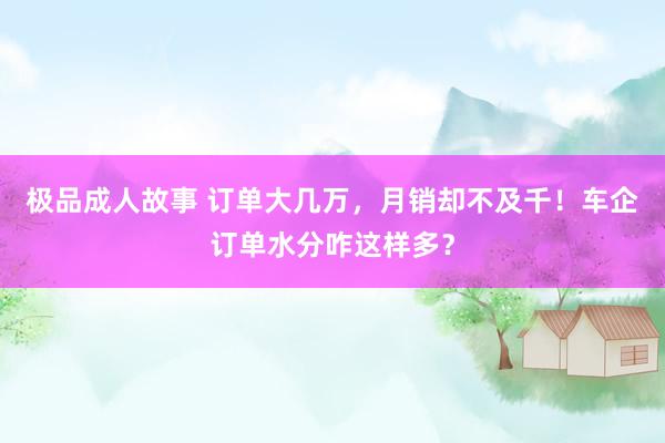 极品成人故事 订单大几万，月销却不及千！车企订单水分咋这样多？