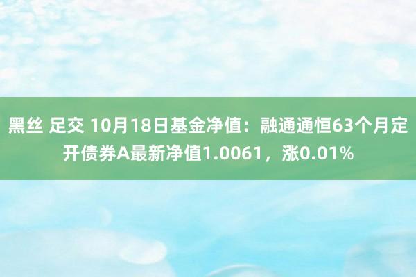 黑丝 足交 10月18日基金净值：融通通恒63个月定开债券A最新净值1.0061，涨0.01%