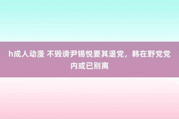 h成人动漫 不毁谤尹锡悦要其退党，韩在野党党内或已别离