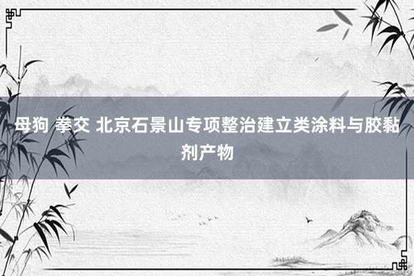母狗 拳交 北京石景山专项整治建立类涂料与胶黏剂产物