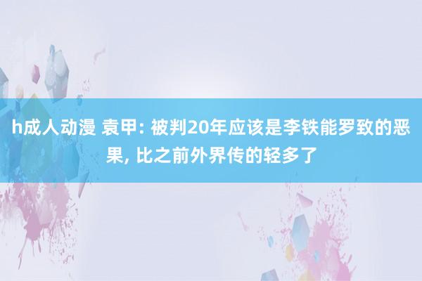 h成人动漫 袁甲: 被判20年应该是李铁能罗致的恶果， 比之前外界传的轻多了
