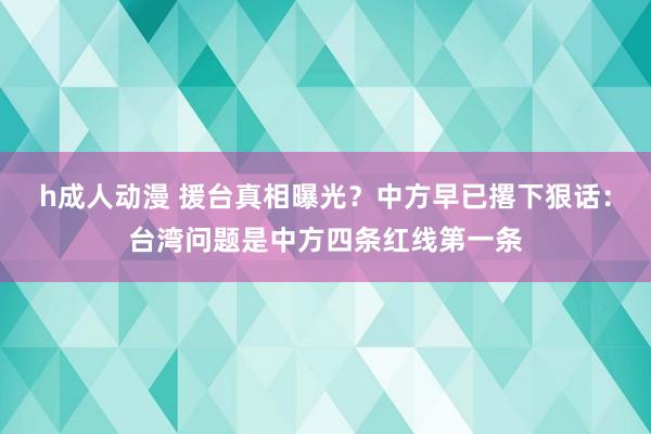 h成人动漫 援台真相曝光？中方早已撂下狠话：台湾问题是中方四条红线第一条
