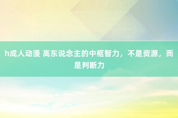 h成人动漫 高东说念主的中枢智力，不是资源，而是判断力
