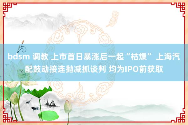 bdsm 调教 上市首日暴涨后一起“枯燥” 上海汽配鼓动接连抛减抓谈判 均为IPO前获取
