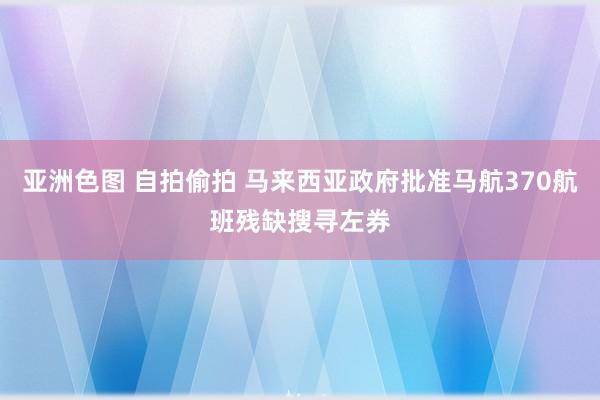 亚洲色图 自拍偷拍 马来西亚政府批准马航370航班残缺搜寻左券