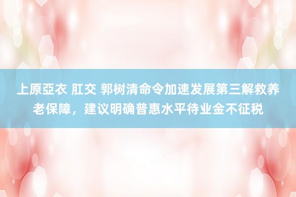 上原亞衣 肛交 郭树清命令加速发展第三解救养老保障，建议明确普惠水平待业金不征税