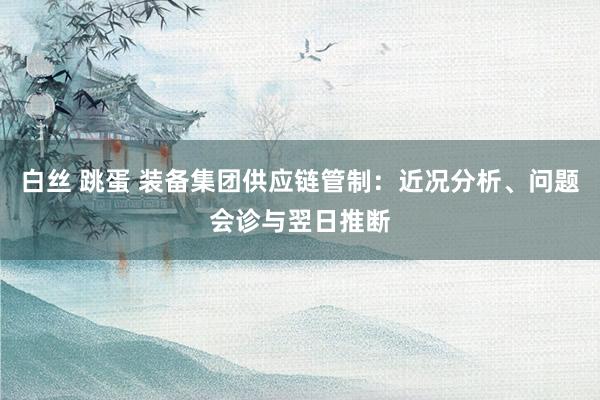 白丝 跳蛋 装备集团供应链管制：近况分析、问题会诊与翌日推断